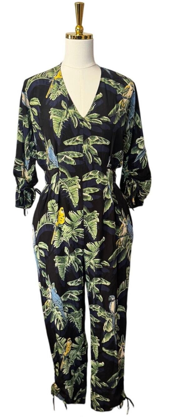 Stella McCartney Birds of Paradise Silk Jumpsuit V-Neck Sz 40/US 4-6